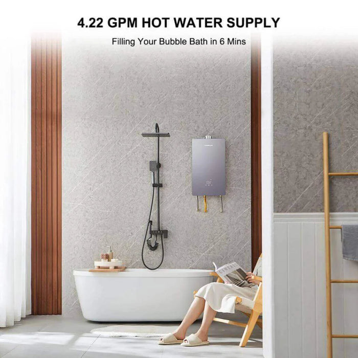 Camplux 16L 4.22 GPM (CSA) Indoor Tankless Water Heater With Thimble -Grey
